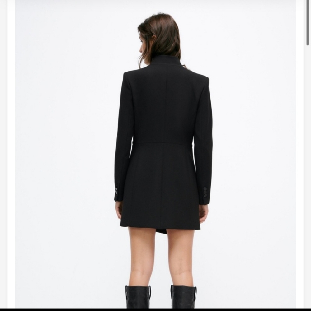 NWT ZARA WOMEN INVERTED LAPEL FROCK COAT LONG BLAZER BLACK Size S - Picture 7 of 16